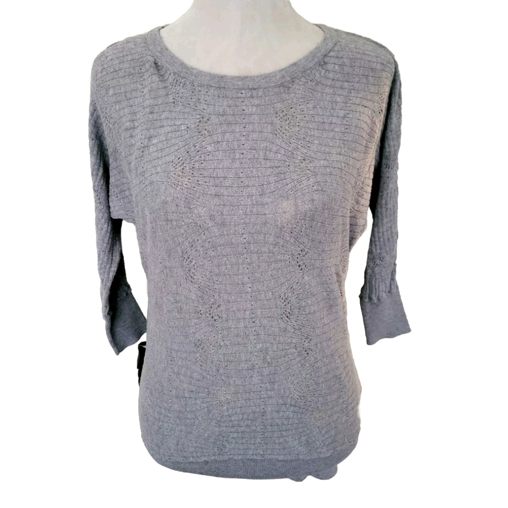 LC Lauren Conrad Gray Knit Lightweight Pullover Crew Neck Sweater Size XS Cotton